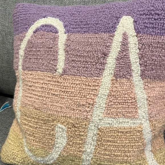 Cross stitch CA pillow, pink, purple, like new condition - Picture 2 of 4